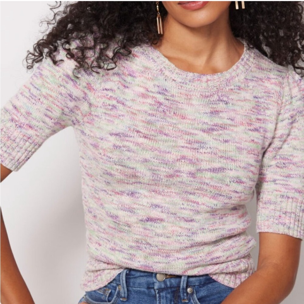 Evereve Women’s Mia Sweater Marled Knit Multicolor‎ Short Sleeve- Size XS